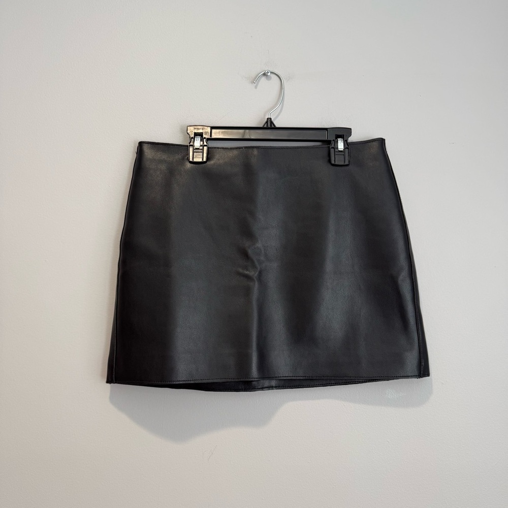 Mango Black Leather Mini Skirt